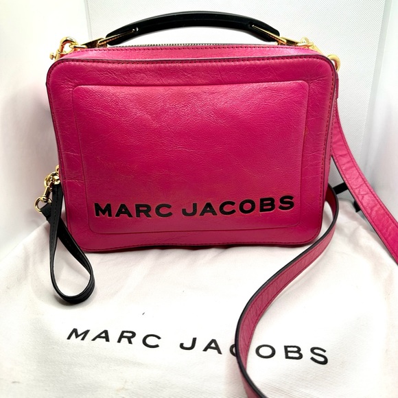EUC Marc Jacobs Diva Pink Distressed Leather The Box 23 Crossbody Bag - Picture 3 of 17